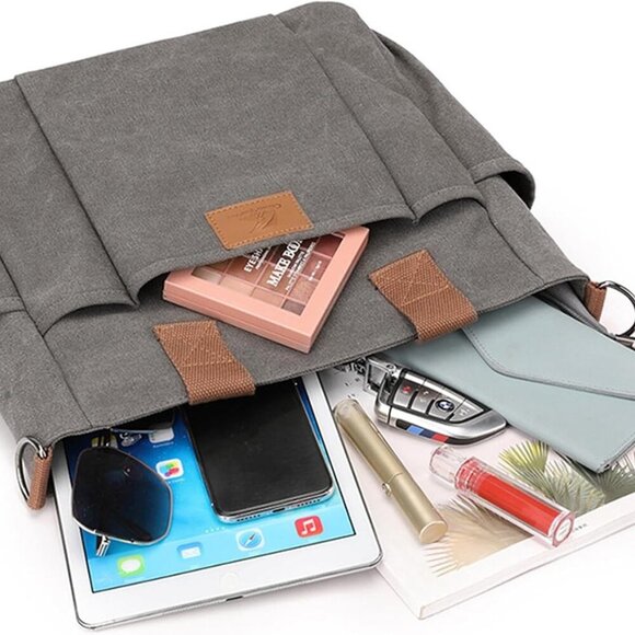 Women's Canvas Tote Bag Large Capacity Travel Work Handbag Purse - Picture 3 of 7